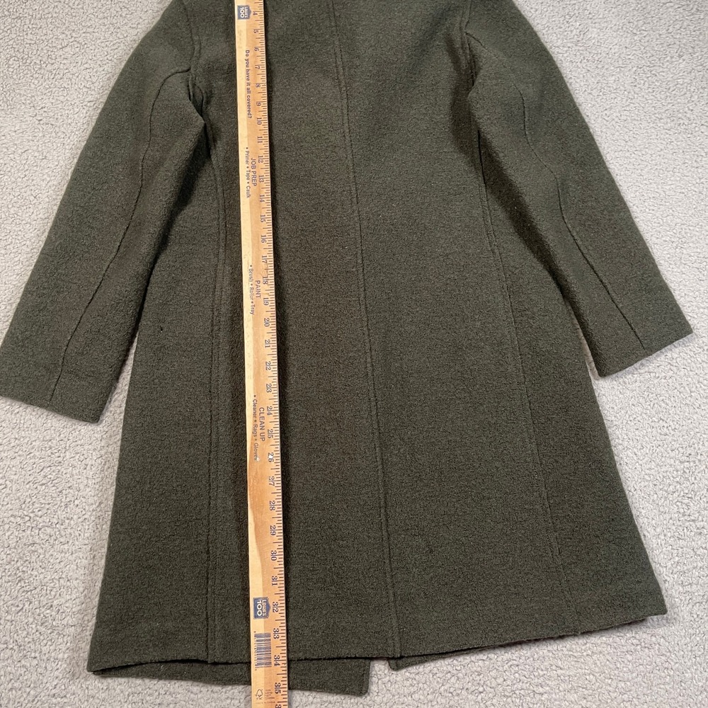J. Crew Daphne Italian Boiled Wool Topcoat Womens 00 XXS Green Mid Length City - Picture 8 of 11